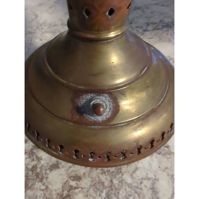 Vintage Edward Miller Brass Electrified Hurricane Lamp With Hand