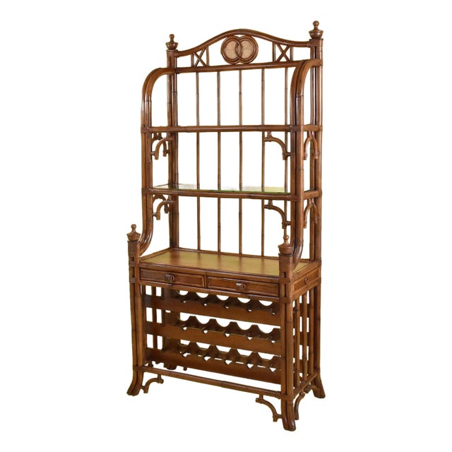 Rattan Bamboo Backers Rack-Bar For Sale