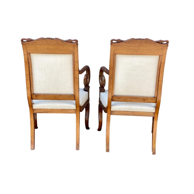 Wood Swedish Empire Mahogany Armchairs - A Pair For Sale - Image 7 of 13