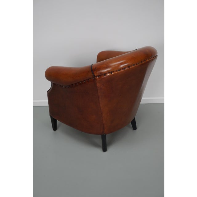 Vintage Dutch Cognac Colored Leather Club Chair For Sale - Image 16 of 18