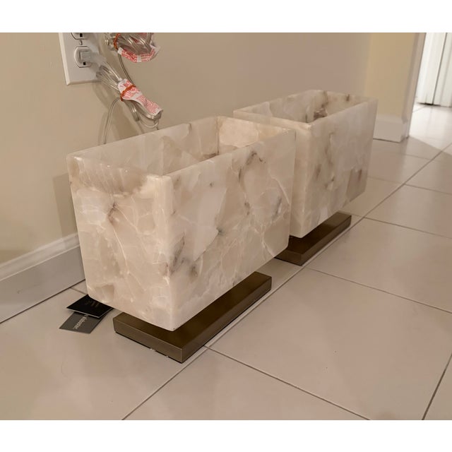 Simon Blake Ghost Axis Alabaster Table Lamps - Pair For Sale - Image 4 of 8