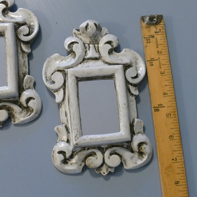 White Miniature Carved Rococo Wall Mirrors - a Pair For Sale - Image 8 of 17