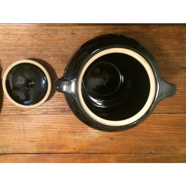 Ceramic Orange Day Lily, Black Large Art Nouveau Arts & Crafts Sculptural Urn W/ Lid For Sale - Image 7 of 11