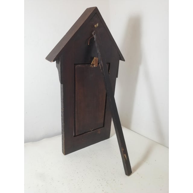 Maison De Cluny, Devotional Shrine Grand Tour Madonna of the Olives, 19th Century, Ceramic, Cow Leather & Walnut For Sale - Image 6 of 14