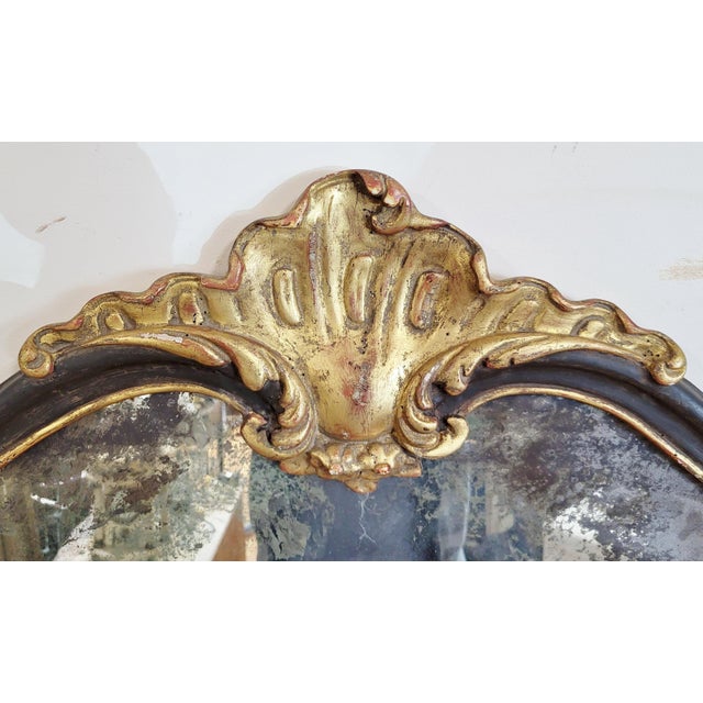 Wood Oversized Antique Italian Renaissance Style Parcel Gilt & Carved Wall Mirror For Sale - Image 7 of 12