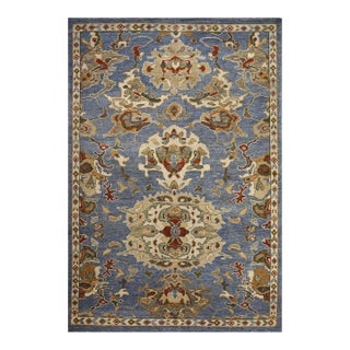 Afghan Sultanabad Wool 4x6 Light Blue, Ivory, Olive & Rust Handmade Area Rug #1143673 For Sale