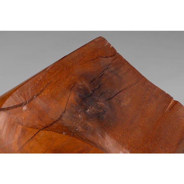 Organic Abstract Iroko Sculpture on Travertine Base, 1960s For Sale - Image 15 of 18