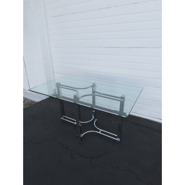 Hollywood Regency Hollywood Regency Chrome Glass Top Dining Table 6430 For Sale - Image 3 of 18