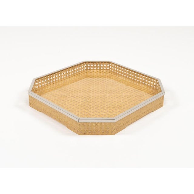 Centerpiece in Acrylic Glass, Wicker and Brass in the style of Christian Dior, Italy, 1970s For Sale - Image 9 of 14