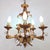 Mid-Century Modern Vintage Hollywood Regency Florentine Five-Arm Metal Chandelier with Porcelain Flowers, 1970s For Sale - Image 3 of 18