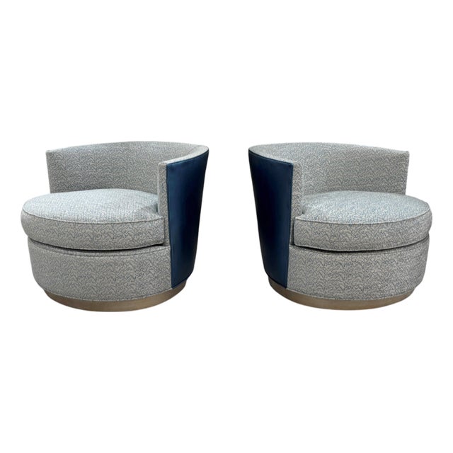 Kravet Provo Swivel Chairs, a Pair For Sale