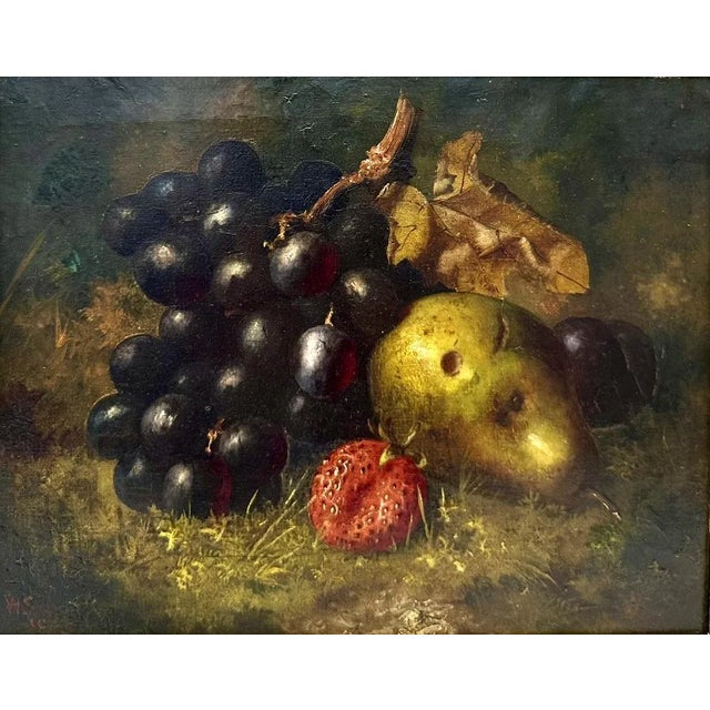 Antique Still Life Fruits Oil on Canvas English Oil Painting Giltwood Frame For Sale - Image 4 of 9