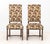 Pair of Renaissance Style Autumn leaf Motif Upholstered Side Chairs, with riveted brass details. 42.5" H x 20" W x 19" D;...