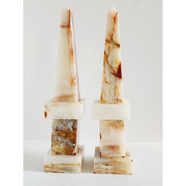 Modern Decorative Onyx Obelisks-A Pair For Sale - Image 3 of 11