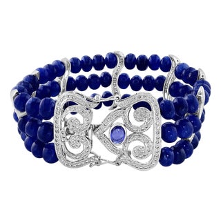 GIA Certified Burma No Heat Natural Blue Sapphire Bead & Diamond Bracelet , 18kg For Sale
