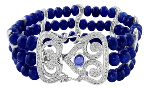 GIA Certified Burma No Heat Natural Blue Sapphire Bead & Diamond Bracelet , 18kg