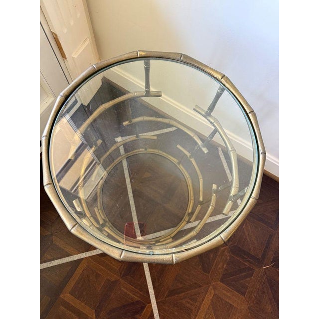 2020s Gilt Bamboo Accent Table For Sale - Image 5 of 5