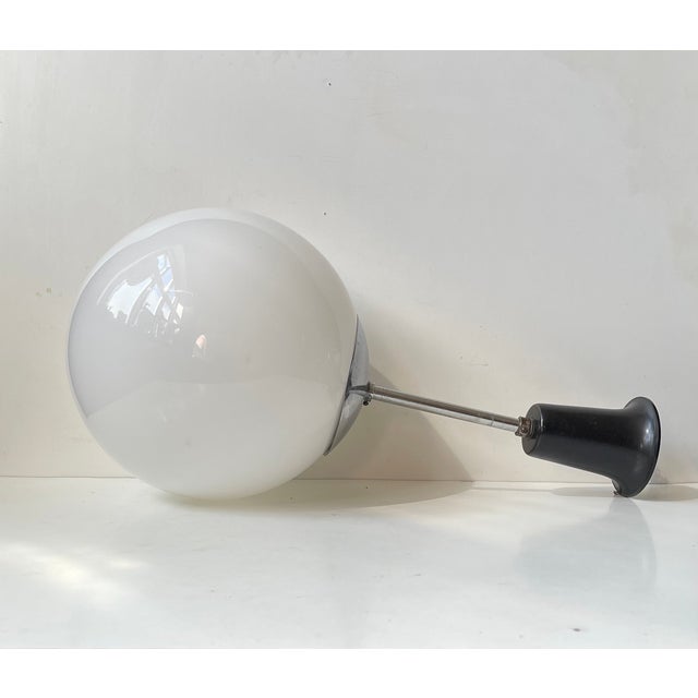 Lyfa Danish Bauhaus White Opaline Glass Globe Pendant Lamp from Lyfa, 1930s For Sale - Image 4 of 7