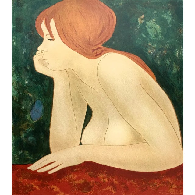 Alain Bonnefoit, Rêveuse, 1973, Original Lithograph For Sale