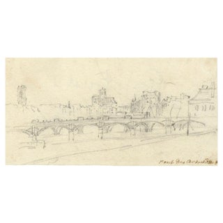 George Arnald ARA, Pont des Arts & Pont Neuf, Paris, 1818, Graphite Drawing For Sale