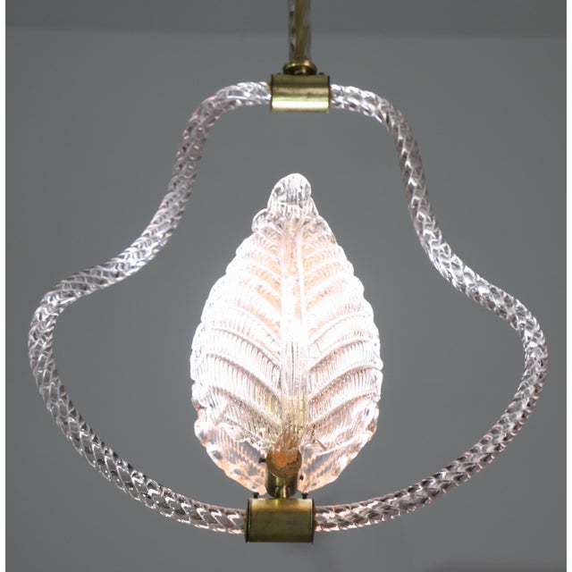 1950s Mid Century Modern Pink Leaf Murano Glass Chandelier by Barovier E Toso For Sale - Image 9 of 16