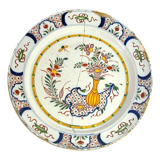 Antique 18th Century Dutch Ceramic Delft Plate For Sale