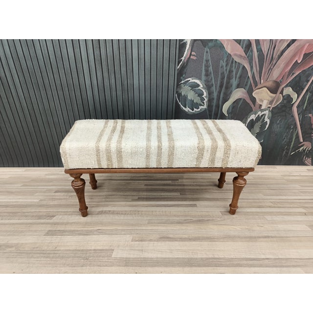 Striped Hemp Kilim Bench For Sale - Image 4 of 8