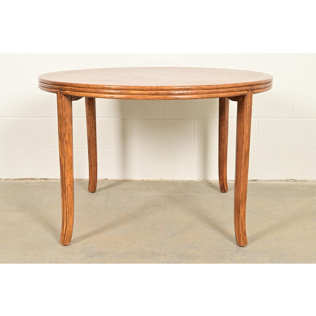 McGuire Hollywood Regency Organic Modern Oak and Bamboo Rattan Dining or Game Table For Sale - Image 10 of 12