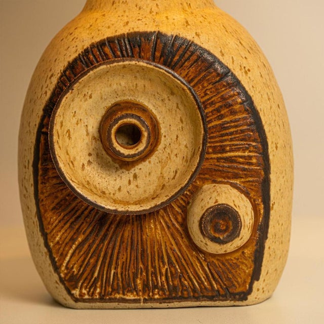 Ceramic Ceramic Table Lamp with Custom Silk Lampshade attributed to Rene Houben, 1960s For Sale - Image 7 of 11