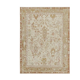 Rug & Kilim’s Oushak Style Rug in White With Gold Floral Patterns For Sale