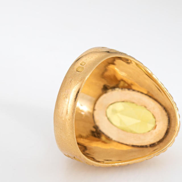 Metal 60s Portuguese Citrine Ring 19k Yellow Gold Cocktail Dome Fine Jewelry 7.5 For Sale - Image 7 of 7