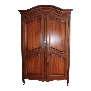 French Louis XV Carved Wood Detail Armoire For Sale