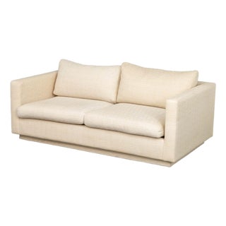 Modern White Upholstered Two-Seat Sofa For Sale