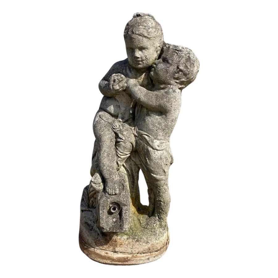 French Neoclassical Small Concrete Figural Cherub Garden Statue Water  Fountain | Chairish, image size:900x900
