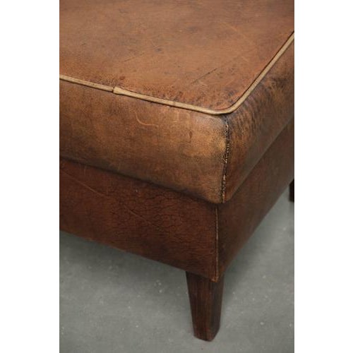 Vintage Brown Sheepskin Ottoman For Sale - Image 10 of 12