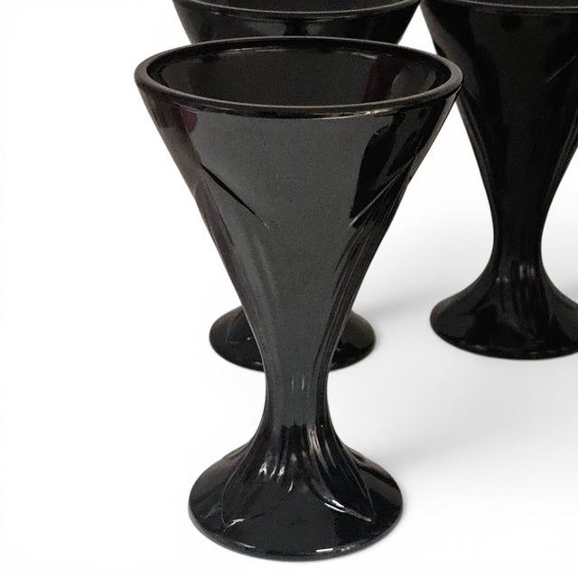Mid 20th Century La Rochère Fidji Black Amethyst Pressed Glass Goblets, Set of Eight For Sale - Image 10 of 15