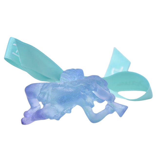 1990s Daum French Blue Trumpeting Angel For Sale - Image 5 of 5