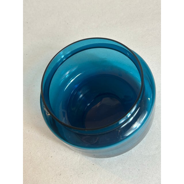 Mid 20th Century Vintage 1960’s Lidded Jar Attributed to Bertil Vallien MCM Blue Series Art Glass Kosta Boda Swedish For Sale - Image 5 of 11