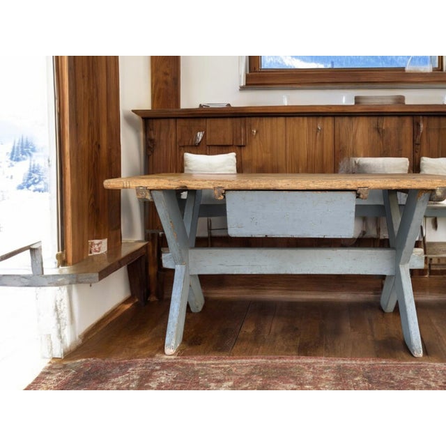 Painted X Shaped Writing Table in Fir For Sale - Image 12 of 18