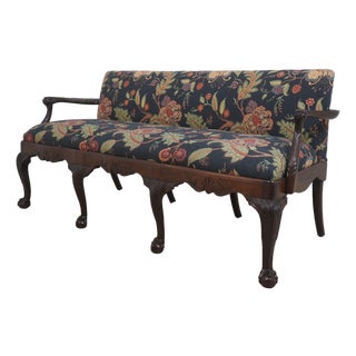 Antique English Georgian Clawfoot Mahogany Settee For Sale