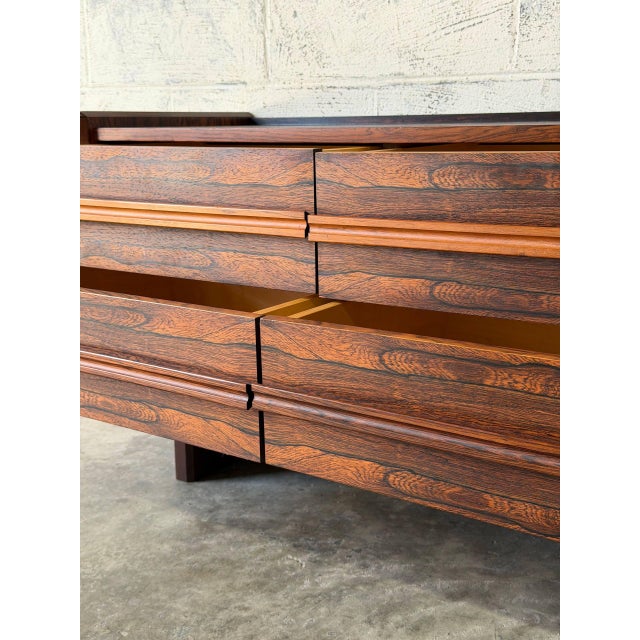 Rosewood Four Drawer Dresser Chest Low Storage Bagn Møbelindustri Bruksbo Norway 1960s For Sale - Image 11 of 11