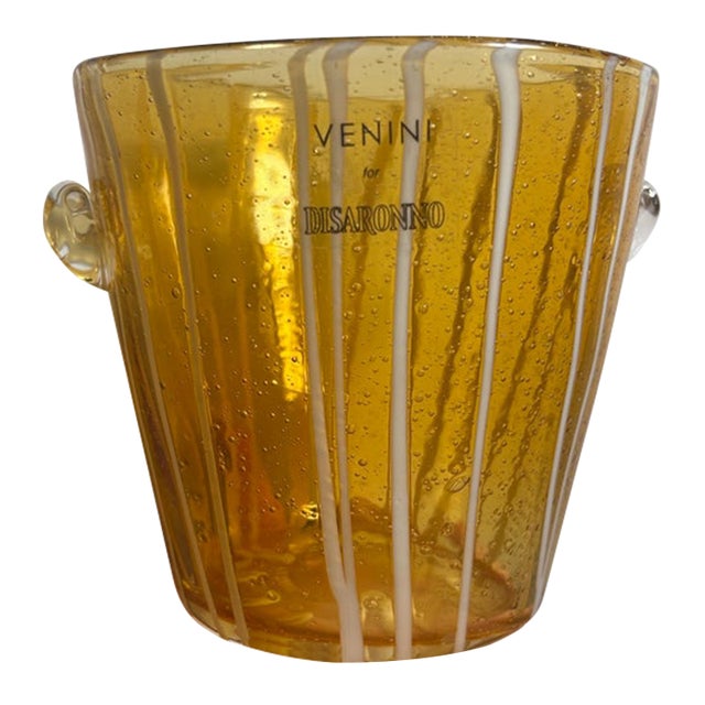 Venini for Disaronno Hand-Blown Amber Art Glass Ice Bucket For Sale