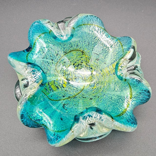 Ashtray in Murano Glass with Silver Inlays, 1950s For Sale - Image 4 of 5