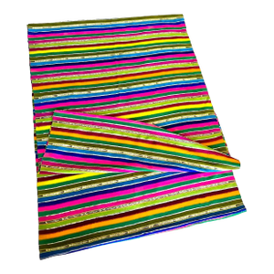 Vintage Guatemalan Textile in Bright Colors With Jaspe Ikat Detail, Just Over 5 Yards