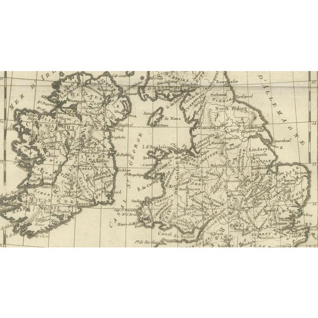 Paper British Isles England and Scotland and Ireland Map by Bonne, 1780 For Sale - Image 7 of 9