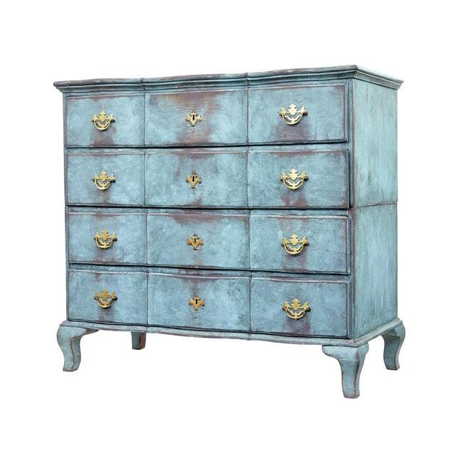 18th century painted oak scandinavian baroque revival chest of drawers circa 1790. Made from solid oak this 4 drawer...