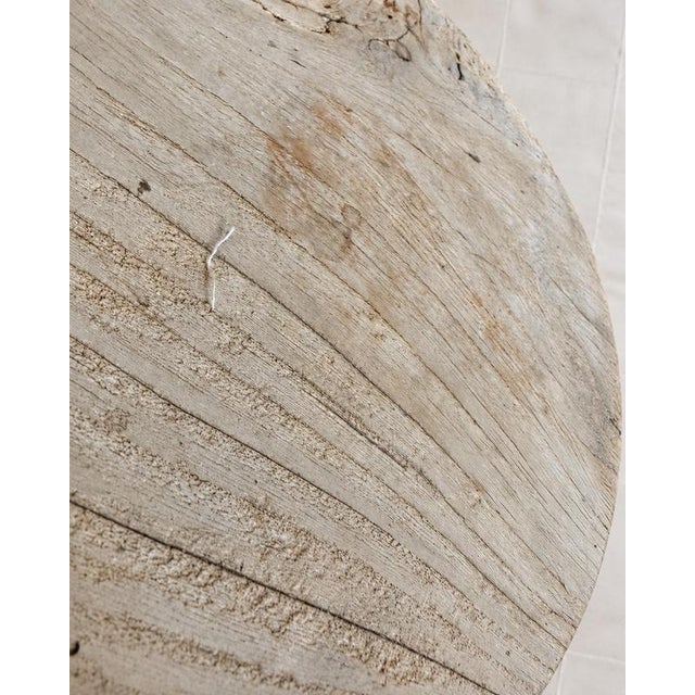 2000 - 2009 Rustic Bleached Wood Tripod Stool with Turned Legs For Sale - Image 5 of 7
