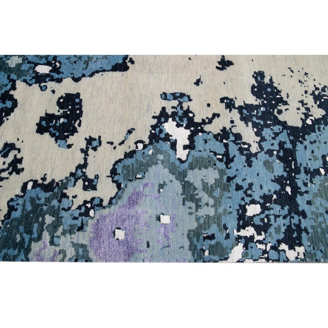 2010s Purple Modern Abstract Wool and Silk Rug For Sale - Image 5 of 11