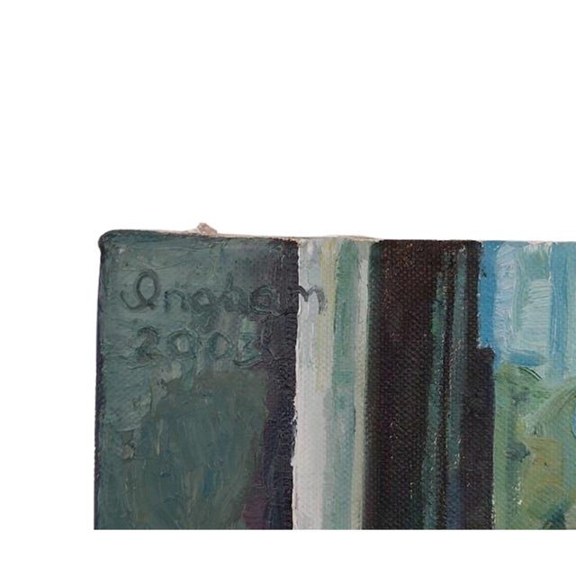 Contemporary 2003 Oil Portrait Painting — Striped Shirt Woman, Signed “Ingham,” Reminiscent of Alice Neel (24" × 18.5") For Sale - Image 3 of 8