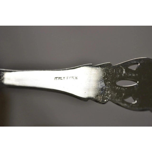 Vintage Italian Baroque Style Epns Silver & Gold Plated Serving Spoon & Fork Set For Sale - Image 9 of 10